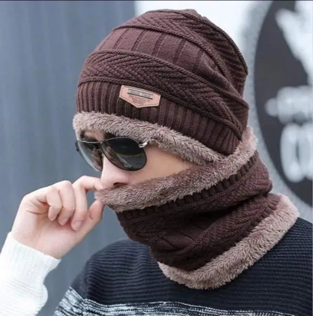 🧣❄️ Winter Beanie Cap & Neck Warmer Set – Soft Thermal Protection for Cold Weather Comfort 🔥