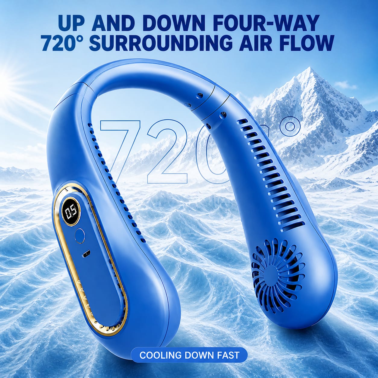 βοΈ Rechargeable Neck Fan β Strong Turbo Cooling Wind & 5-Speed Hands-Free Comfort