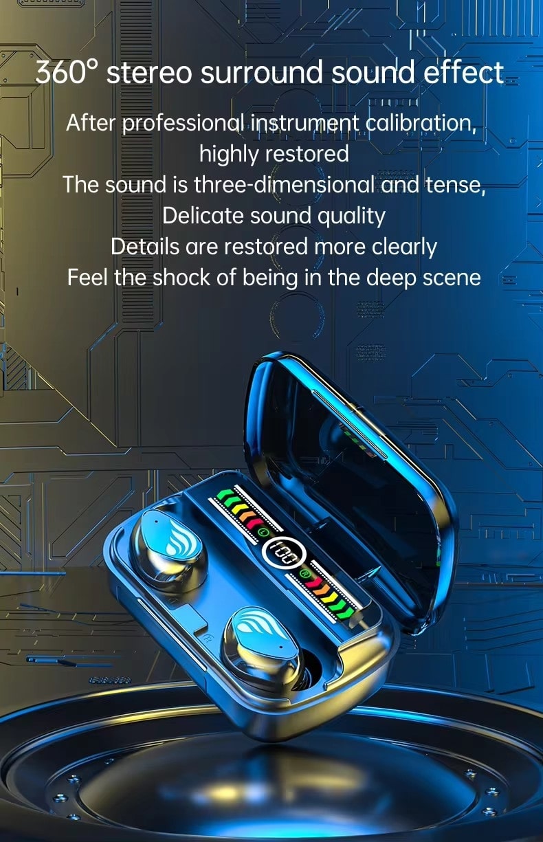 AKCOME 5.3 Wireless Earbuds with Advanced Biological Dashboard – High-Quality HD Sound