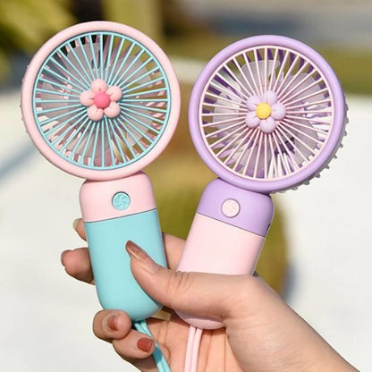 🌸 Flower Mini Fan — Cute Handheld Rechargeable Fan | 3 Speeds | USB Charging | For Girls & Kids