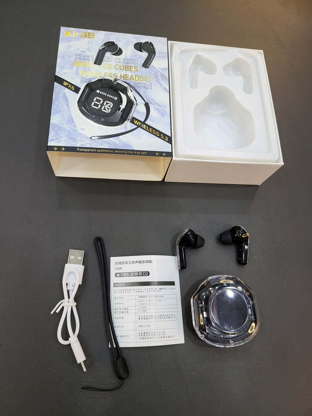 Air39 True Wireless Earbuds – Noise Reduction, IPX5 Waterproof, Bass Boost, LED Display
