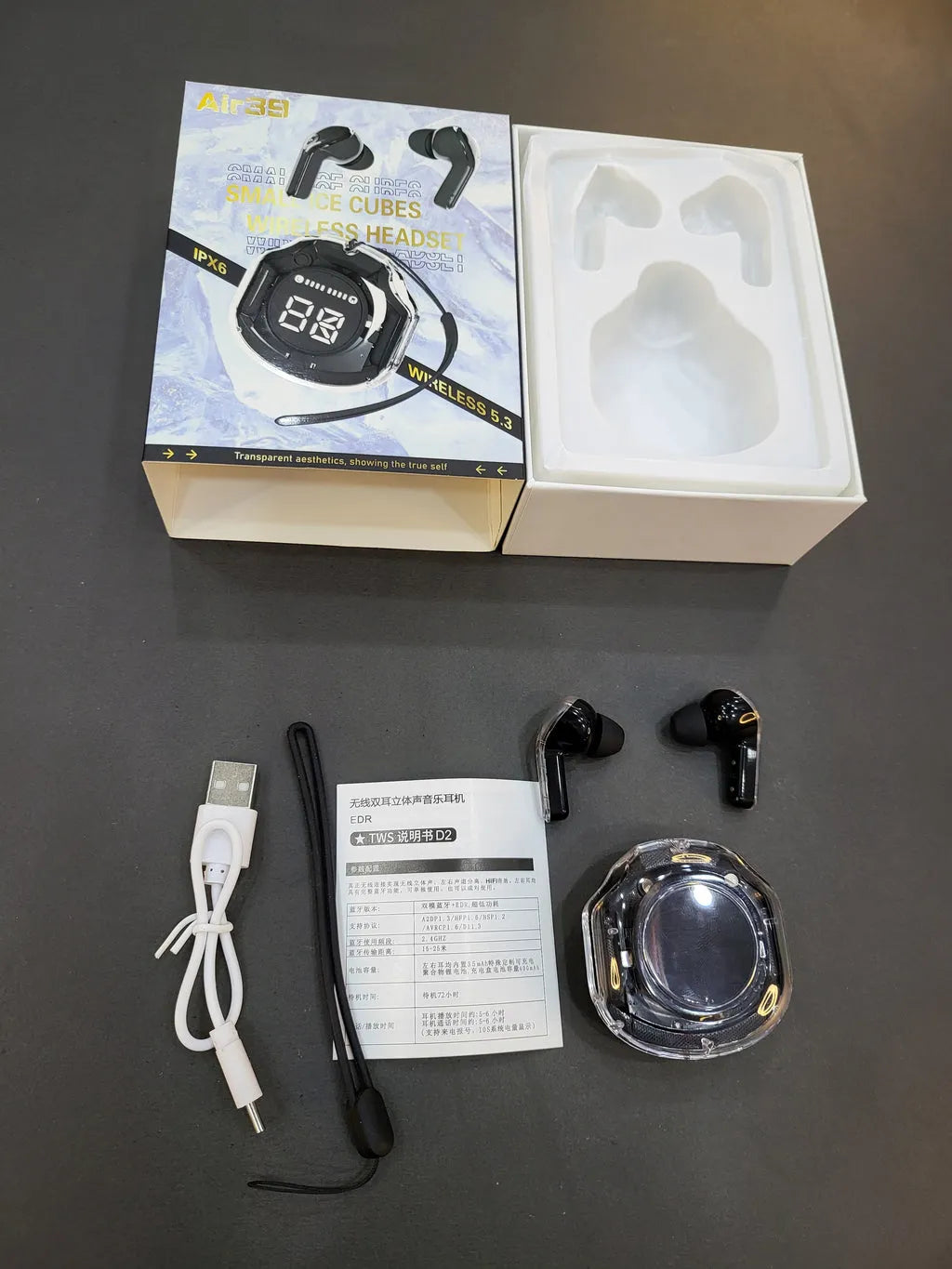 Air39 True Wireless Earbuds – Noise Reduction, IPX5 Waterproof, Bass Boost, LED Display
