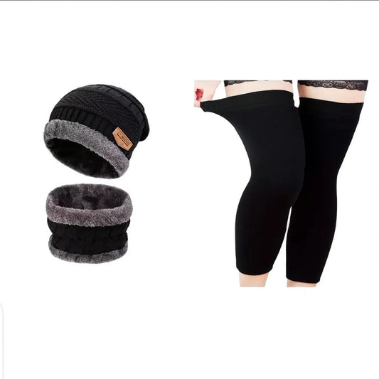 🔥 WINTER RELIEF COMBO – Wool Warm Cap + Neck Warmer + Imported Woolen Knee Warmers ❄️