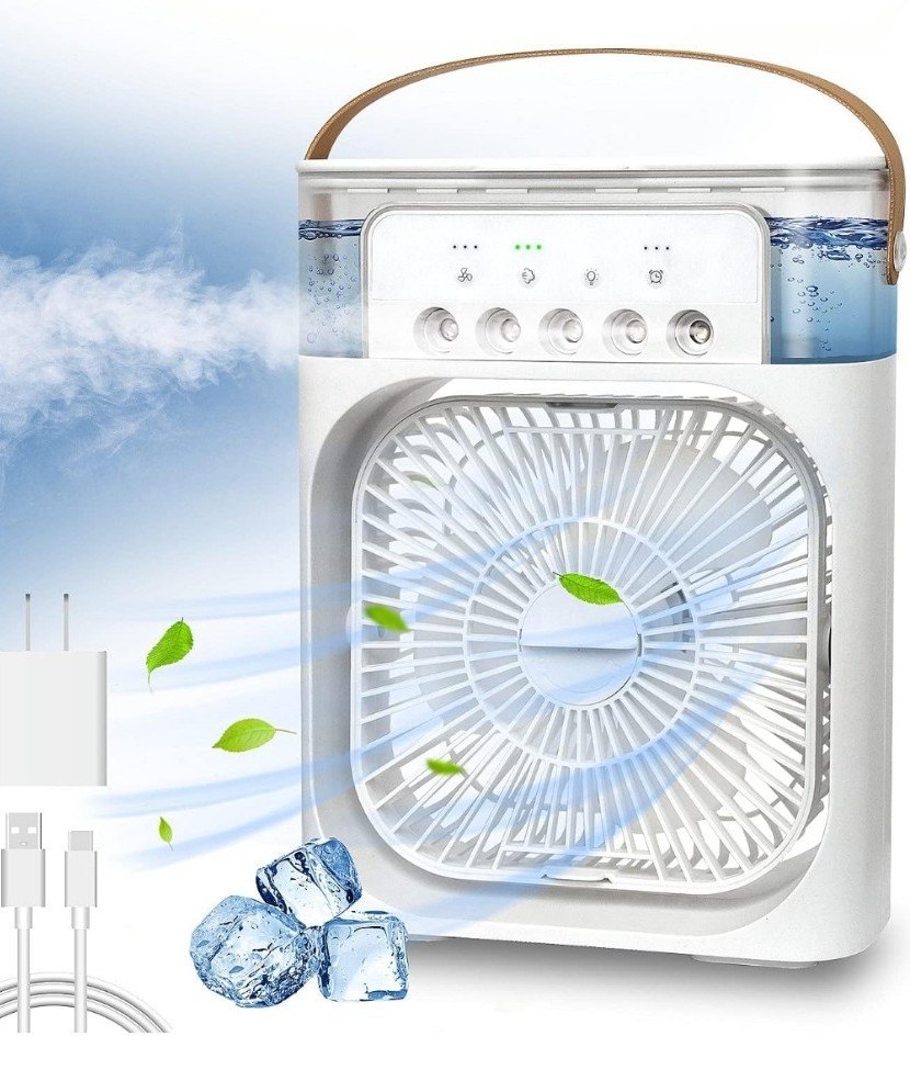 ❄️ 2-in-1 Mist Spray Fan — Portable Cooling with Water Mist & 3 Speed Modes