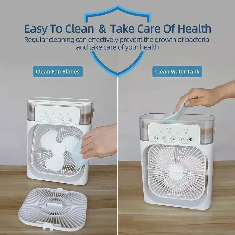 ❄️ 2-in-1 Mist Spray Fan — Portable Cooling with Water Mist & 3 Speed Modes