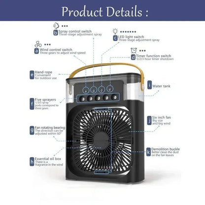 ❄️ 2-in-1 Mist Spray Fan — Portable Cooling with Water Mist & 3 Speed Modes