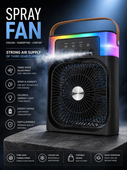 ❄️ 2-in-1 Mist Spray Fan — Portable Cooling with Water Mist & 3 Speed Modes
