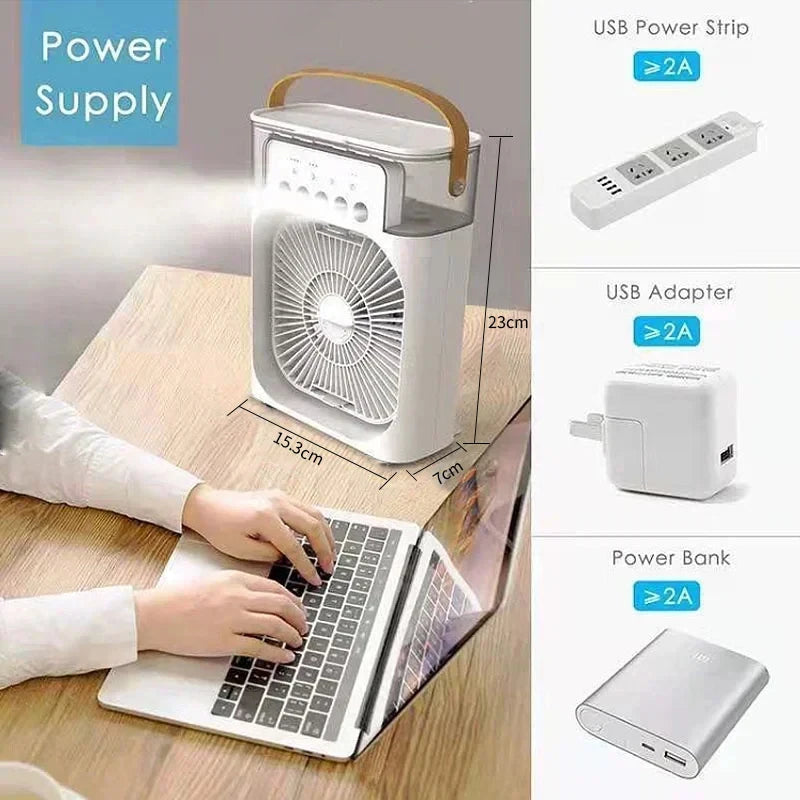 ❄️ 2-in-1 Mist Spray Fan — Portable Cooling with Water Mist & 3 Speed Modes